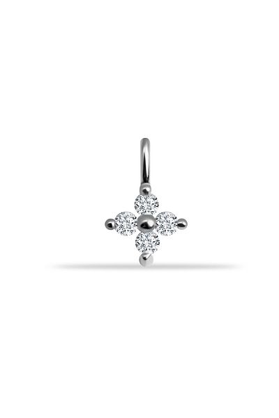 Dianora Piercing 14 Carat Gold Stone Flower Motif Minimal Charm