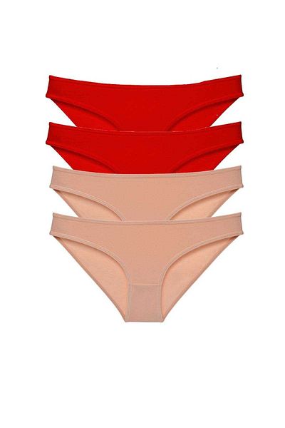 Easy Tedarik 4 Pieces Eco Set Lycra Women's Slip Panties Red Skin
