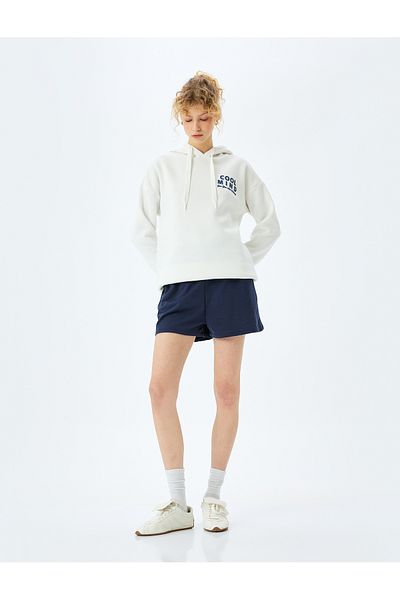Koton Raster Back Printed Hooded Oversize Long Sleeve Sweatshirt
