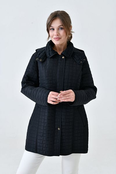Butik Palton matlasat cu glugă din blană de mărime mare pentru femei cu buzunare – Slim Fit