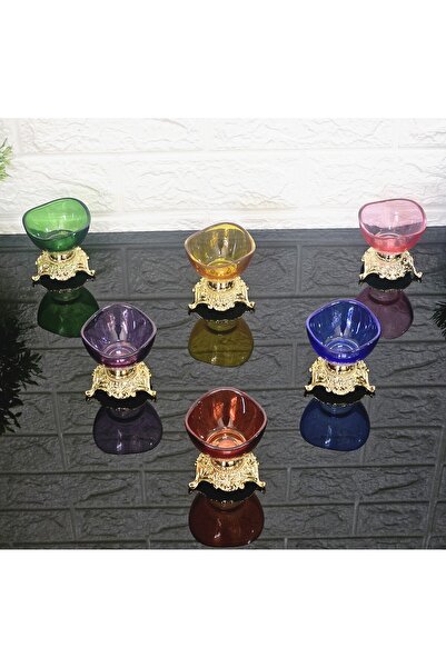 atabey home 6-Piece Assortment - 6 Color Detailed Coffee Color Side Fine Pattern Lava Turkish Delight and Sauce Bowl Dump