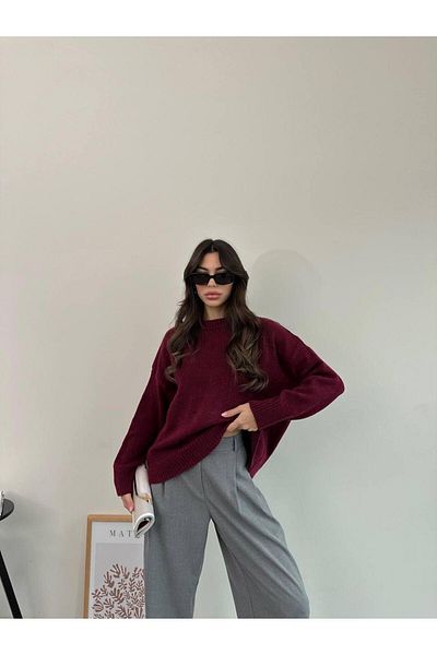 sajarsln Pulover oversize Saja Rsln Roșu Claret