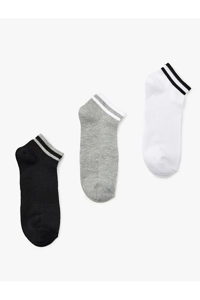 Koton Cotton Striped 3-Piece Booties Socks Set