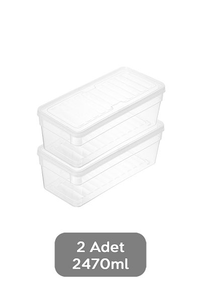 Meleni Home 2470ml Food Storage Container - Set of 2, Deep Microwave, Organizer Organizer with Clear Lid