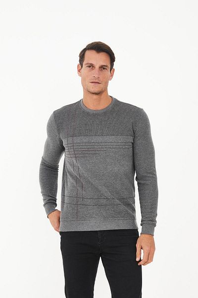 Maccali Men's Luxecore Crew Neck Comfort Basic Gray Sweatshirt