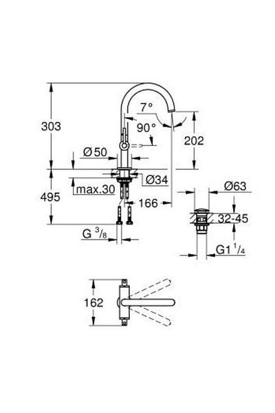 Grohe Atrio Single Hole Sink Faucet, 1/2" L-Size - 21145000