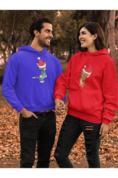 TEENS Hanorac de Anul Nou cu imprimeu Tom și Jerry pentru cupluri de iubiți
