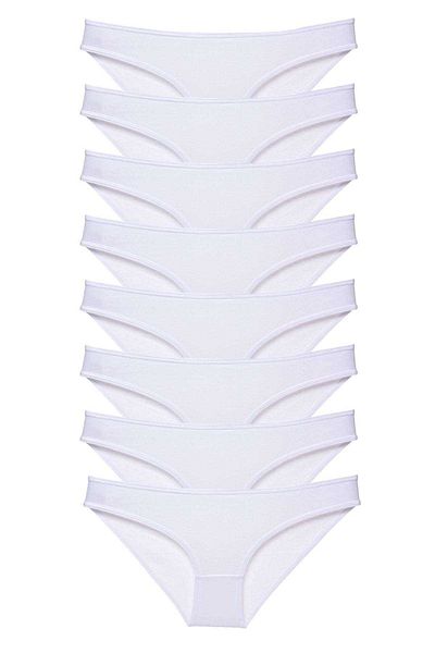Easy Tedarik 8 Pieces Super Eco Set Lycra Women's Slip Panties White