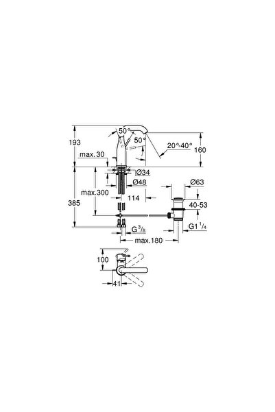Grohe Essence New Tek Kollu Lavabo Bataryası M Boyut - 23462gl1