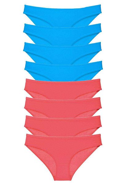 Easy Tedarik 8 Pieces Super Eco Set Lycra Women's Slip Panties Fuchsia and Blue