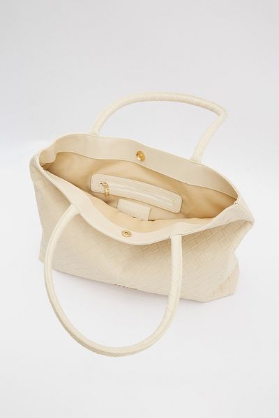 BE BLUE Ecru Braided Tote Bag