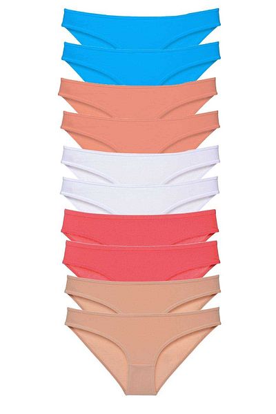 Easy Tedarik 10 Pieces Super Eco Set Lycra Women's Slip Skin White Powder Fuchsia Blue