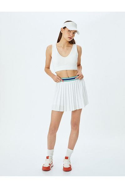 Koton U-Neck Covered Sleeveless Cross Back Detail Slim Fit Sports Bra
