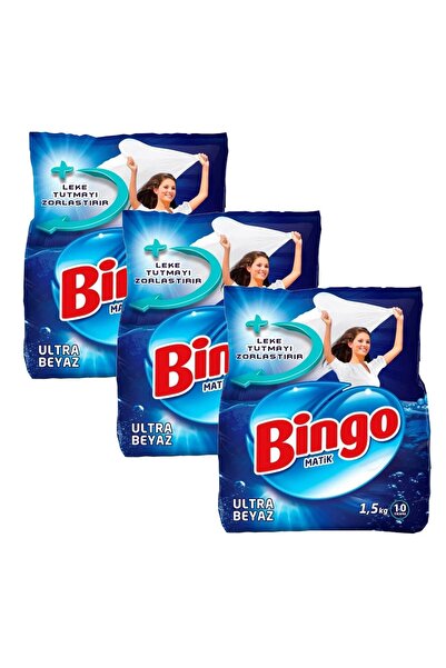 Bingo Ultra Beyaz Toz Çamaşır Deterjanı 1,5 kg x 3 Adet