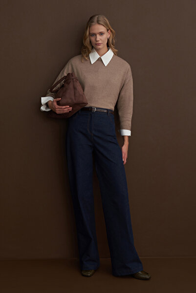 Mathilda Store Limited Edition Denim Görünümlü Palazzo Pantolon