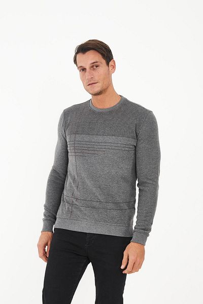 Maccali Men's Luxecore Crew Neck Comfort Basic Gray Sweatshirt