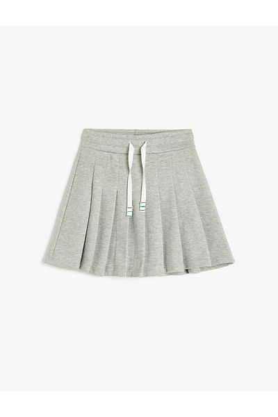 Koton Thick Pleated Mini Skirt with Tie Waist