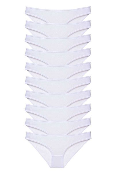 Easy Tedarik 10 Pieces Super Eco Set Lycra Women's Slip Panties White