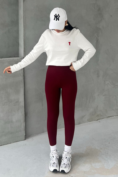 Seda Yalçın Atelier Μπορντό ψηλόμεσο μακρύ κολάν Biker