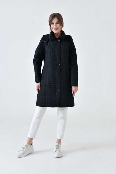 Butik Palton matlasat cu glugă din blană lungă pentru femei de mărime mare, cu buzunare – Slim Fit