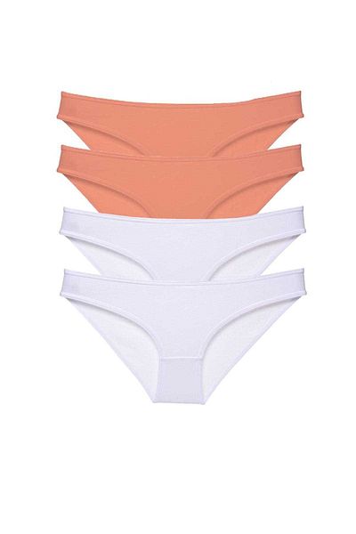 Easy Tedarik 4 Pieces Eco Set Lycra Women's Slip Panties Powder White