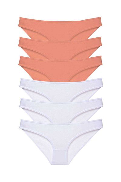 Easy Tedarik 6 Pieces Eco Set Lycra Women's Slip Panties Powder White