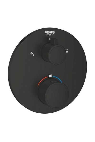 Grohe Grohtherm Thermostatic Bath/Shower Mixer with 2 Outlets with Diverter - 1022082430   Black