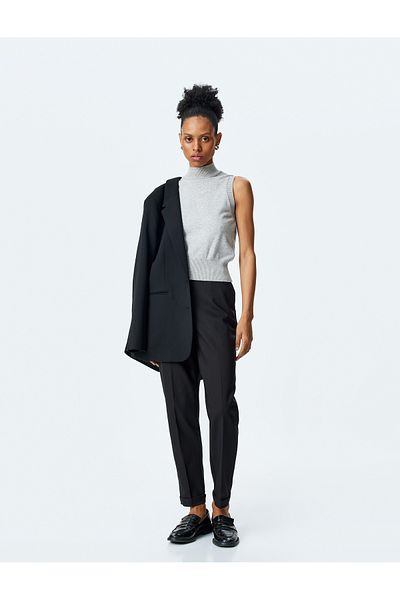 Koton High Waist Cigarette Fabric Trousers with Pockets