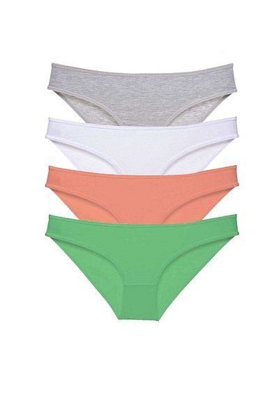 Easy Tedarik 4 Pieces Super Eco Set Lycra Women's Slip Panties Gray White Powder Green
