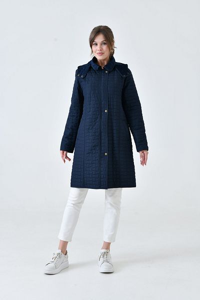 Butik Women's Plus Size Long Fur Lined Quilted Coat Jacket with Hooded Pockets - Tight Fit