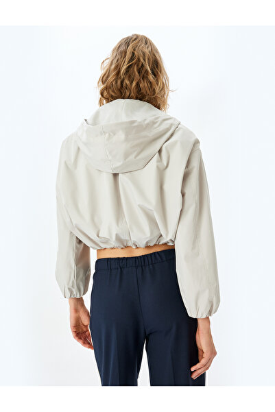 Koton Long Sleeve Oversize Raincoat with Hooded Pockets