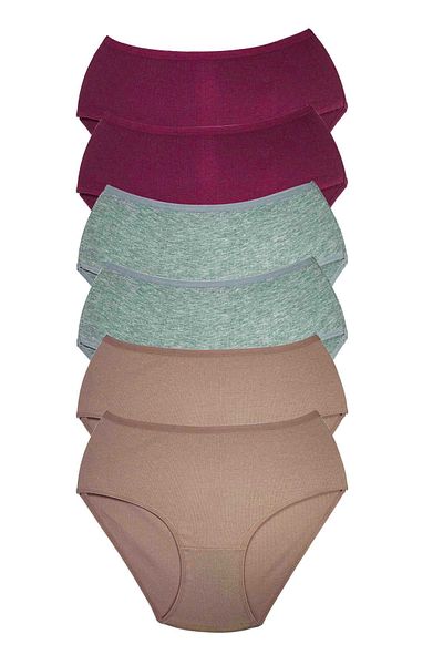 Easy Tedarik 6 Pieces Women's High Waist Ribbed Bato Panties S084