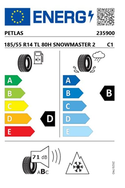 Petlas 185/55 R14 TL 80H SNOWMASTER 2 Kış Lastiği (Üretim Tarihi:2024)