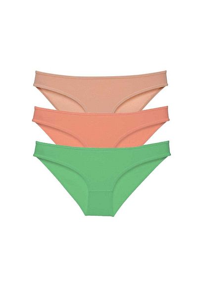 Easy Tedarik 3 Pieces Super Eco Set Lycra Women's Slip Panties Skin Powder Green
