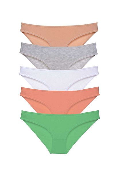 Easy Tedarik 5 Pieces Super Eco Set Lycra Women's Slip Panties Skin Gray White Powder Green