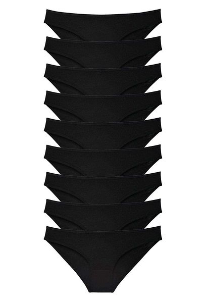 Easy Tedarik 9 Pieces Super Eco Set Lycra Women's Slip Panties Black