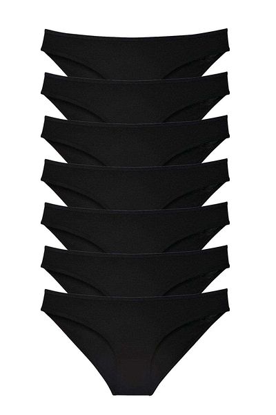 Easy Tedarik 7 Pieces Super Eco Set Lycra Women's Slip Panties Black