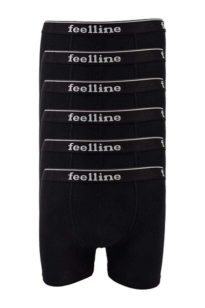 Easy Tedarik 6 Pieces Feelline Black Cotton Natural Lycra Men's Boxers