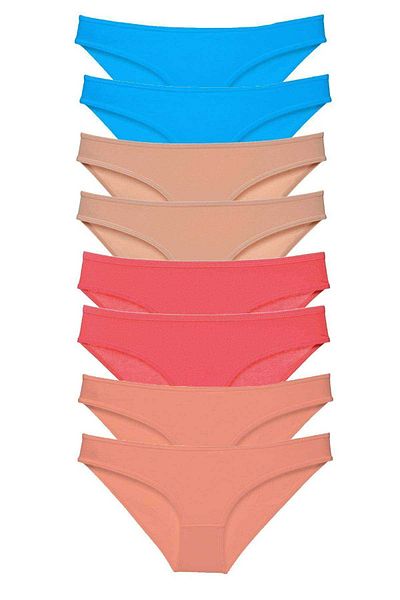 Easy Tedarik 8 Pieces Super Eco Set Lycra Women's Slip Panties Skin Powder Fuchsia Blue
