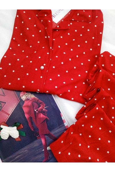 Butik Milenass Bottom Top 2-Piece Set Star Pattern Christmas Pajama Set