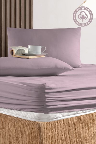 CEMETEKS FİRUZE طقم أغطية وسائد مطاطية من القماش Ranforce مصنوع من القطن بنسبة 100% /160x200/180x200/