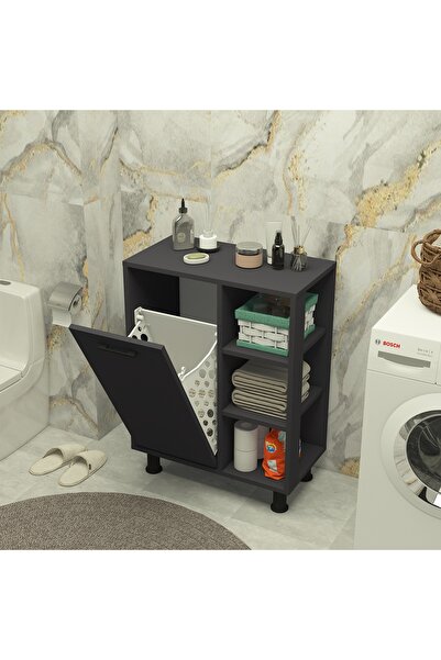 Home Mobiga Loren Çamaşır Kirli Sepetli Raflı Banyo Dolabı