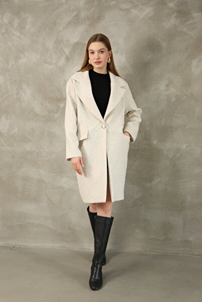 Nesil Oversize Silvery Lined Cashmere Coat