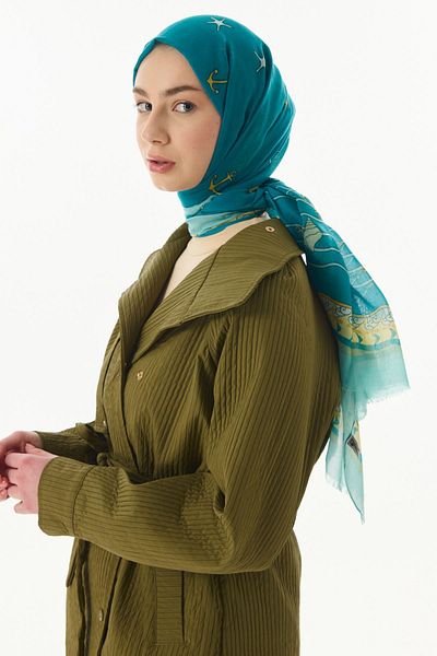 SOFT AKSESUAR Sea Ship Patterned Shawl