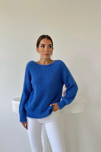 Elbee Fashion Woman PULOVER DE tricotaj cu model de diamante albastre
