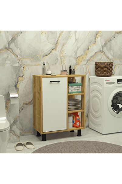 Home Mobiga Loren Çamaşır Kirli Sepetli Raflı Banyo Dolabı