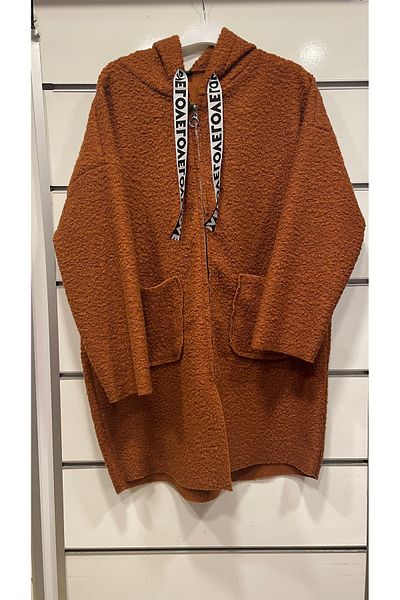 ŞIK STİL LARGE SIZE ZIPPERED HOODED JACKET-CARDIGAN-Coat-COAT