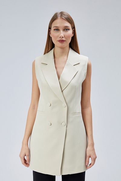 Bolivente Women's Long Double Breasted Woven Vest
