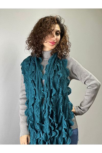 Gönülden Tasarım TRICOT CULOARE PETROL EșARFĂ FEMEI 160X30 CM
