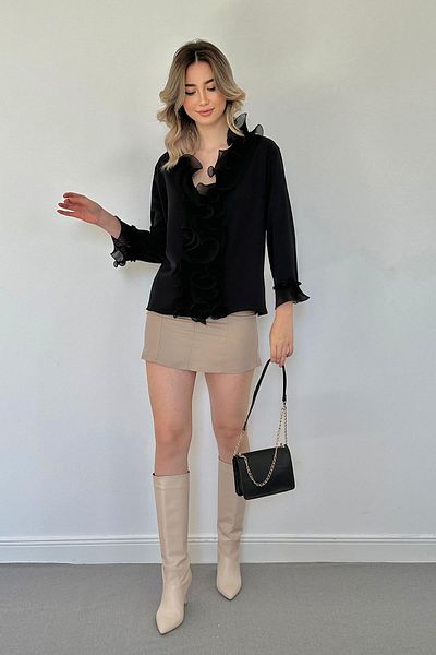 Elbee Fashion Woman Cămașă cu guler cu volan